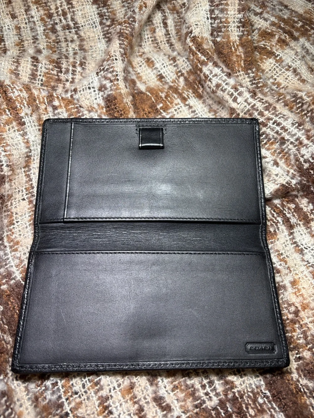 Coach Black and Gray Signature C Canvas Checkbook Wallet 6.75x3.75in